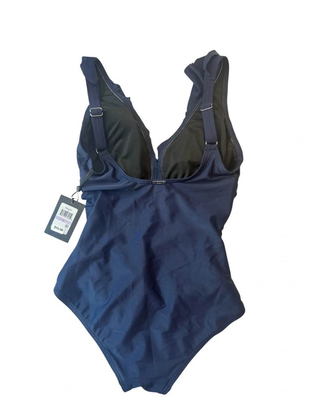 NWT, DKNY Navy Blue One-Piece Swimsuit with Adjustable Straps